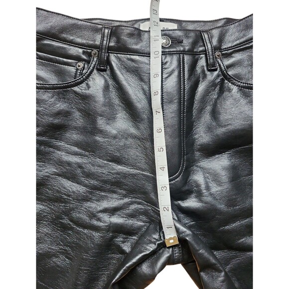 Agolde Recycled Leather Cropped Ren Pants Womens 27 Detox Black Minimalist Punk - Picture 8 of 9